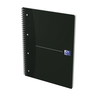 OXFORD Essentials Cahier - A4+ Couverture Souple - Reliure intégrale - Ligné - 4 Trous - 140 Pages - Compatible SCRIBZEE® - Noir - 100050227_1300_1686182411