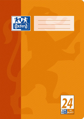 Oxford Schulheft - A4 - Lineatur 24 (blanko mit Rand rechts) - 16 Blatt -  OPTIK PAPER® - geheftet - Orange - 100050310_1100_1581634297