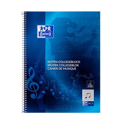 OXFORD Cahier de musique - A4 - Couverture en carton souple - Reliure intégrale - Portées - 100 Pages - Compatible SCRIBZEE® - Bleu - 100050345_1100_1686094472