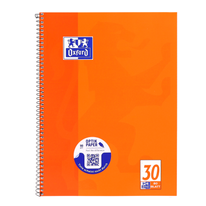 OXFORD School Bloc collège spiralé - A4+ - Uni - 160 Pages - 4 Trous - Orange - 100050359_1100_1686094639