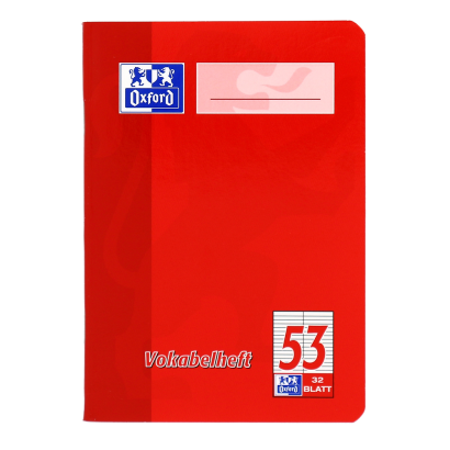 OXFORD School Vokabelheft - A6 - Lineatur 53 (2 Spalten) - 32 Blatt - Optik Paper® - Deckel aus kunststoffbeschichtetem Karton - rot und grün - 100050398_1100_1686094909