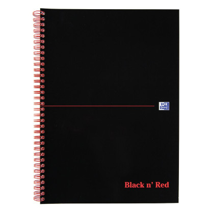 Oxford Black n' Red A4 Card Cover Wirebound Notebook Ruled 100 Page Black Scribzee-enabled -  - 100080174_1100_1678269271