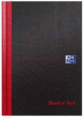 OXFORD Black n'Red gebundenes Notizbuch - A5 - 8mm liniert - 96 Blatt - 90g/m² Optik Paper® - Deckel aus stabilem Karton - schwarz/rot - 100080459_1100_1559422453