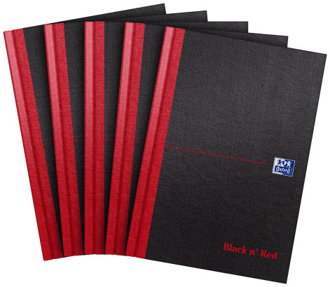 OXFORD Black n' Red Gebonden Boek - A5 - Harde kartonnen kaft - Gebonden - Gelijnd - 96 Vel - Zwart - 100080459_1101_1677149789