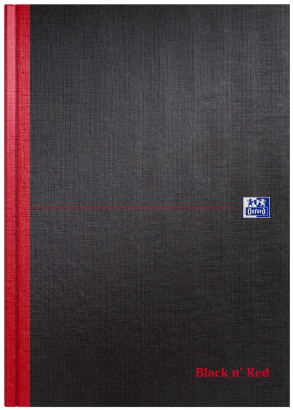 Oxford Black n' Red A4 Hardback Casebound Notebook Plain (No Ruling) 192 Page Black -  - 100080489_1100_1561077494