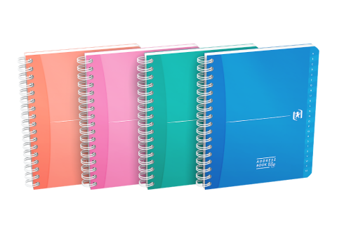 OXFORD Office My Colours Address Book - 12x14,8cm - Polypropylene Cover - Twin-wire - Specific Ruling - 160 Pages - Assorted Colours - 100101197_1400_1686189437