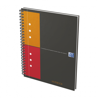 OXFORD International Notebook - A5+ – hårt omslag – dubbelspiral – 5mm-rutor –160 sidor – SCRIBZEE®- kompatibel – grå - 100101849_1300_1643122563