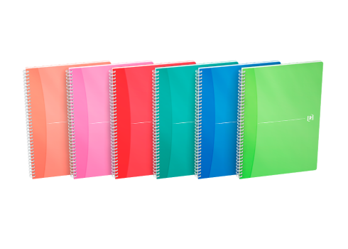 OXFORD Office My Colours Notebook - A4 – Omslag af polypropylen – Dobbeltspiral – Kvadreret 5x5 mm – 180 sider – SCRIBZEE®-kompatibel – Assorterede farver - 100101864_1400_1686166667