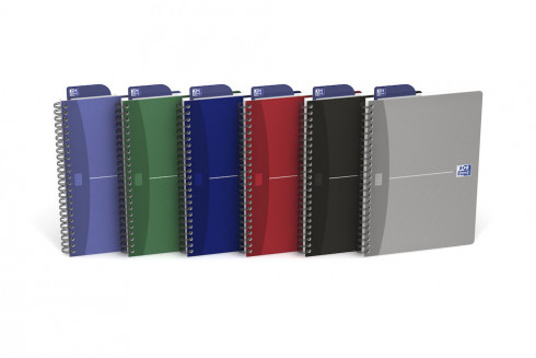 OXFORD Office Essentials Notebook - A5 - Soft Card Cover - Twin-wire - Seyès - 180 Pages - SCRIBZEE Compatible - Assorted Colours - 100102386_1400_1583244239