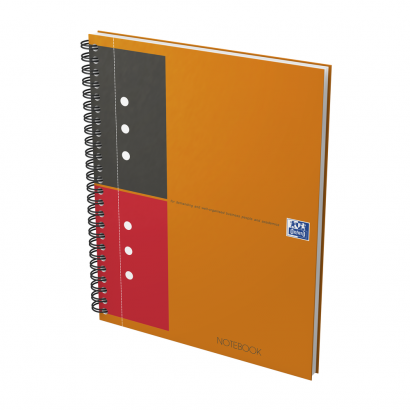 OXFORD International Notebook - A5+ – Hårdt omslag – Dobbeltspiral – Tæt linjeret – 160 sider – SCRIBZEE®-kompatibel – Orange - 100102680_1300_1643123650