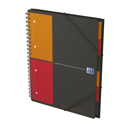 Oxford International Organiserbook - A4+ - 5 mm kariert - 80 Blatt - Doppelspirale - Polypropylene Cover - SCRIBZEE® kompatibel - Grau - 100102777_1300_1677220901