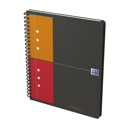 Oxford International Activebook - A5+ - 5 mm kariert - 80 Blatt - Doppelspirale - Polypropylen Cover - SCRIBZEE® kompatibel - Grau - 100102880_1300_1648590947