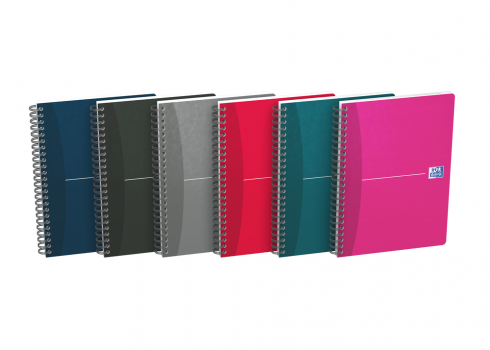 OXFORD Office Essentials Notebook - A5 –omslag i mjuk kartong – dubbelspiral - 5 mm rutor – 180 sidor – SCRIBZEE®-kompatibel – blandade färger - 100102938_1400_1643298208