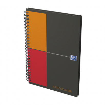 OXFORD International Addressbook - A5 - Polypropylene Cover - Twin-wire - Specific Ruling - 144 Pages - Grey - 100103165_1300_1644510920