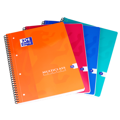 OXFORD CLASSIC MULTICLASS NOTEBOOK - A4+ - Soft card cover - Twin-wire - Seyès Squares - 180 pages - Assorted colours - 100103772_1200_1710518143