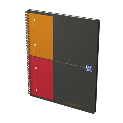 OXFORD International Activebook - A4+ –polypropyenomslag – dubbelspiral – 5mm-rutor – 160 sidor – SCRIBZEE®-kompatibel – grå - 100104329_1300_1677222233