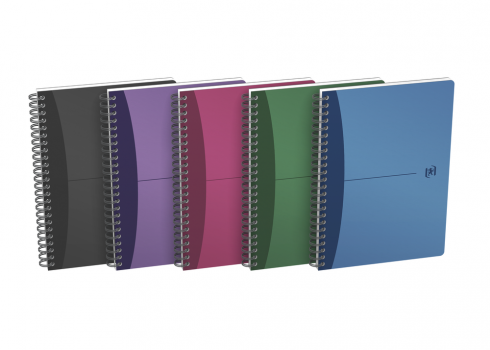 OXFORD Office Urban Mix Notebook - A5 –polypropenomslag – dubbelspiral – 5 mm-rutor - 180 sidor – SCRIBZEE®-kompatibel – blandade färger - 100104341_1400_1662368246