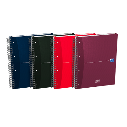 OXFORD Office Essentials Europeanbook 4 - A4+ - Capa Extradura - Espiral dupla- 5x5 - 120 Folhas - Compatível com SCRIBZEE - Cores surtidos - 100104738_1400_1709630142