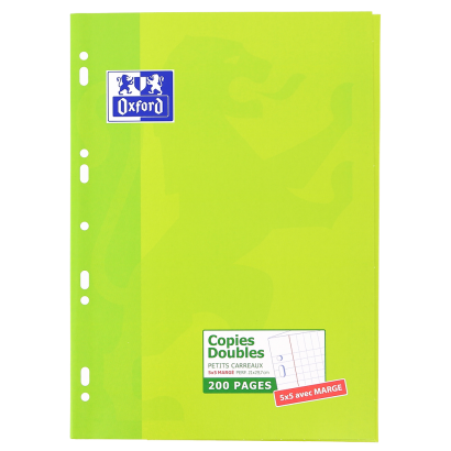 OXFORD CLASSIC DOUBLE SHEETS - A4 - Cardboard Box - 5x5mm squares with margin - 200 punched pages - 100105678_1100_1686102223