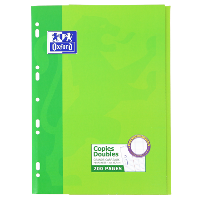 OXFORD CLASSIC DOUBLE SHEETS - A4 - Cardboard Box  - Seyès squares - 200 punched pages - 100105681_1100_1686102225