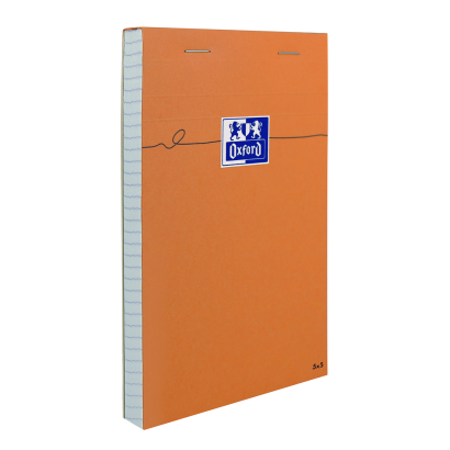 OXFORD Orange Notepad - 11x17cm - Stapled - Coated Card Cover - 5mm Squares - 160 Pages - Orange - 100106279_1300_1685150703