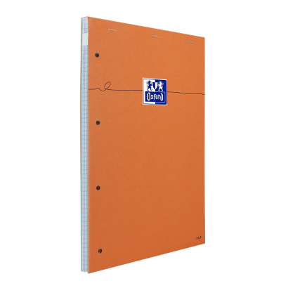 OXFORD Orange Notepad - A4+ - Stapled - Coated Card Cover - 5mm Squares - 160 Pages - SCRIBZEE Compatible - Orange - 100106283_1300_1686152219