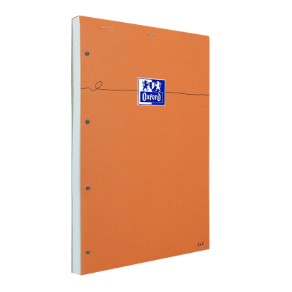 OXFORD Orange Notepad - A4+ - Stapled - Coated Card Cover - 5mm Squares - 160 Pages - SCRIBZEE Compatible - Orange - 100106284_1300_1686152226