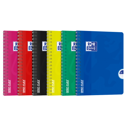 OXFORD OPENFLEX NOTEBOOK - 17x22cm - Polypro cover - Twin-wire - Seyès squares - 180 pages - Assorted colours - 100107286_1200_1710518566
