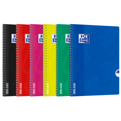 OXFORD OPENFLEX NOTEBOOK -  24x32cm - Polypro cover - Twin-wire - Seyès squares - 180 pages - Assorted colours - 100107288_1200_1709028022