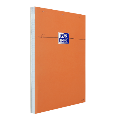 OXFORD Orange Notepad - A4+ - Stapled - Coated Card Cover - 5mm Squares - 160 Pages - SCRIBZEE Compatible - Orange - 100108050_1300_1685150695