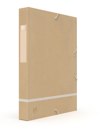 OXFORD Touareg Sammelbox - A4 - Rückenbreite 40mm - mit Gummiband - mit Beschriftungsetikette - mit drei Einschlagklappen - aus recyceltem Karton - beige - 100200413_1200_1677248644