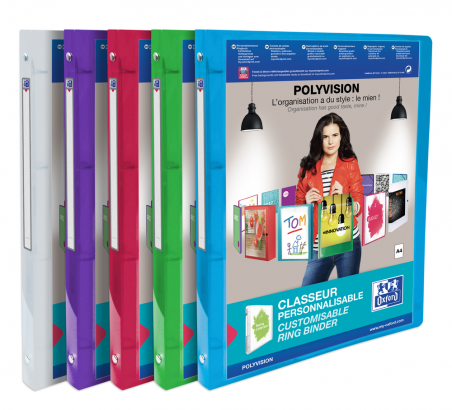 OXFORD POLYVISION RING BINDER - A4 - 20 mm spine - 4-O rings - Polypropylene - Translucent - Assorted colors - 100202273_1400_1573140677