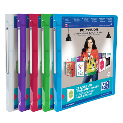 OXFORD POLYVISION RING BINDER - A4 - 20 mm spine - 4-O rings - Polypropylene - Translucent - Assorted colors - 100202273_1400_1709629800