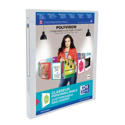 OXFORD POLYVISION RING BINDER - A4 - 20 mm spine - 4-O rings - Polypropylene - Translucent - Clear - 100202277_1300_1709546995