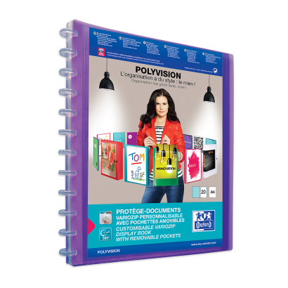 OXFORD POLYVISION DISPLAY BOOK REMOVABLE POCKETS - A4 - 20 Variozip pockets - Polypropylene - Assorted colors - 100205598_1400_1709629837 - OXFORD POLYVISION DISPLAY BOOK REMOVABLE POCKETS - A4 - 20 Variozip pockets - Polypropylene - Assorted colors - 100205598_1303_1709547322
