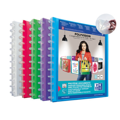 OXFORD POLYVISION DISPLAY BOOK REMOVABLE POCKETS - A4 - 20 Variozip pockets - Polypropylene - Assorted colors - 100205598_1400_1709629837