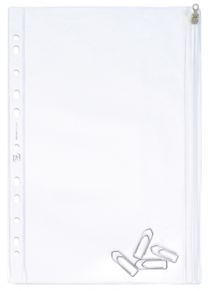 OXFORD ZIPPED PUNCHED POCKETS - 30,5X17cm -  PVC - 140µ - Smooth - Clear - 100206972_8000_1572883581