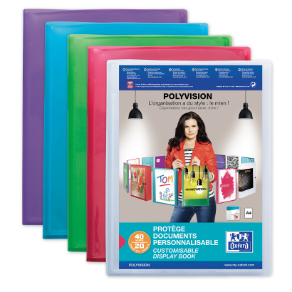 OXFORD POLYVISION DISPLAY BOOK - A4 - 20 pockets - Polypropylene - Assorted colors - 100211075_1200_1685139270