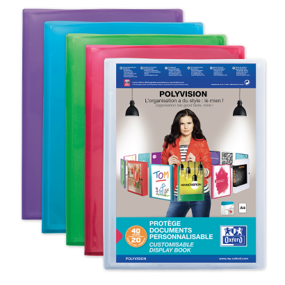 OXFORD POLYVISION DISPLAY BOOK - A4 - 20 pockets - Polypropylene - Assorted colors - 100211075_1200_1710518078