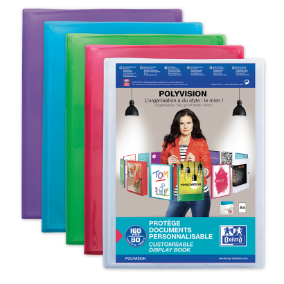 OXFORD POLYVISION DISPLAY BOOK - A4 - 80 pockets - Polypropylene - Assorted colors - 100211078_1200_1685139281
