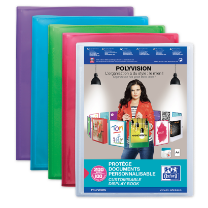 OXFORD POLYVISION DISPLAY BOOK - A4 - 100 pockets - Polypropylene - Assorted colors - 100211079_1200_1685139283