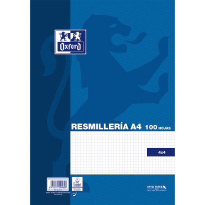 OXFORD CLASSIC Resmillería - A4 - Hojas Sueltas sin taladros para archivar - 4x4 sin margen - 100 Hojas - 100430215_1100_1686200431