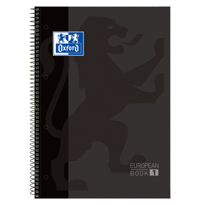 OXFORD CLASSIC Europeanbook 1 - A4+ - Extra harde kaft - Microgeperforeerd spiraal notitieboek - 5x5 - 80 Pagina's - SCRIBZEE - ZWART - 100430269_1100_1686200436