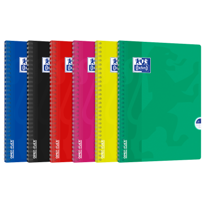 OXFORD OPENFLEX NOTEBOOK -  24x32cm - Polypro cover - Twin-wire - Seyès squares - 100 pages - Assorted colours - 400007660_1200_1709027973