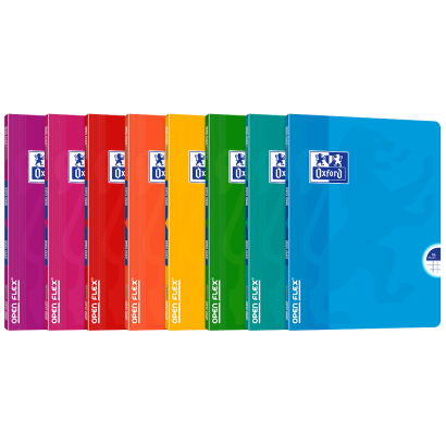 OXFORD OPENFLEX NOTEBOOK - 17x22cm - Polypro cover - Stapled - 5mm Squares with margin - 96 pages - Assorted colours - 400009124_1200_1710518557