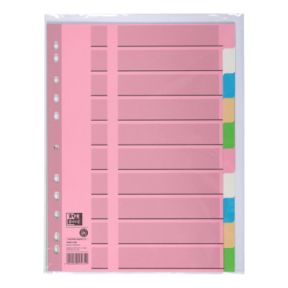 OXFORD gekleurde papieren tabbladen - A4 - 10 tabs - onbedrukt - 11 gaats - assorti - 400011409_3300_1686127794