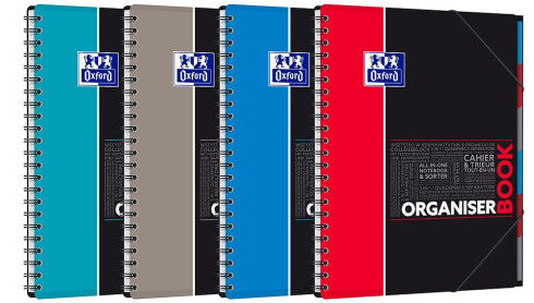 Oxford Studium Organiserbook - A4+ - kariert 5 mm - 80 Blatt - Polypropylencover - Doppelspirale - SCRIBZEE® kompatibel - Sortierte Farben - 400019524_1200_1677138489