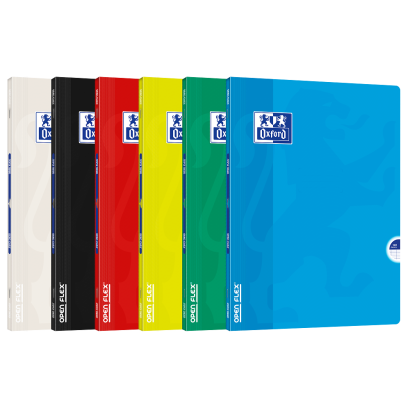 OXFORD OPENFLEX NOTEBOOK -  24x32cm - Polypro cover - Stapled - Seyès squares - 140 pages - Assorted colours - 400019630_1200_1709027959