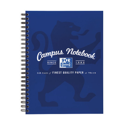 Oxford Campus A5+ Card Cover Wirebound Notebook Ruled with Margin 140 Pages Navy -  - 400035938_1100_1692374057