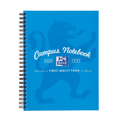 Oxford Campus A5+ Card Cover Wirebound Notebook Ruled with Margin 140 Pages Aqua -  - 400035951_1100_1692374061